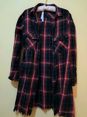 Zara checked women's shirt used, long with studs