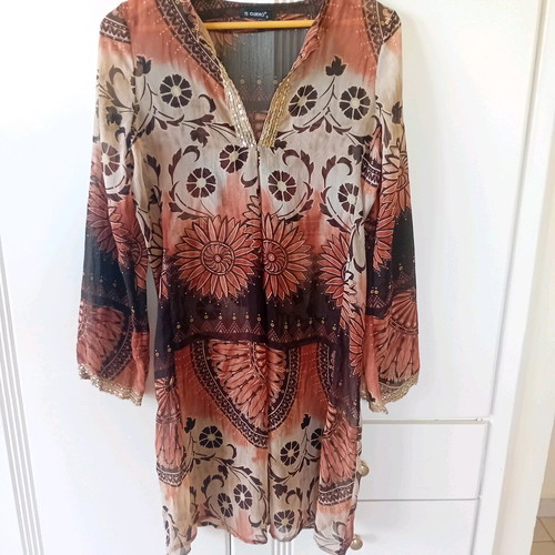 Tequiero caftan dress used with golden details size M