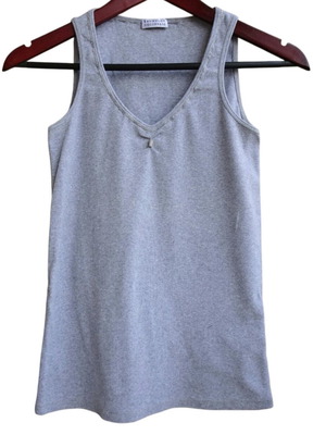 Brunello Cucinelli silver embellished scoop-neck tank top like new, size M