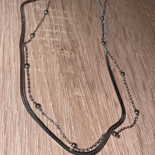 Silver double necklace new