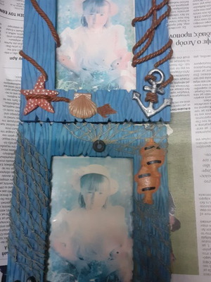 Set of 2 photo frames with nautical theme and vintage style