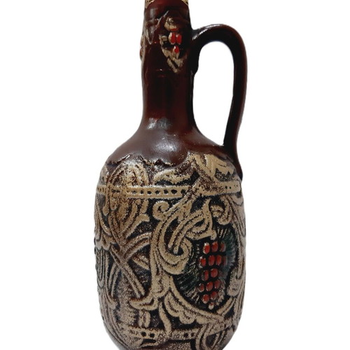 Bulgarian ceramic wine jug like new, richly decorated, 27 cm