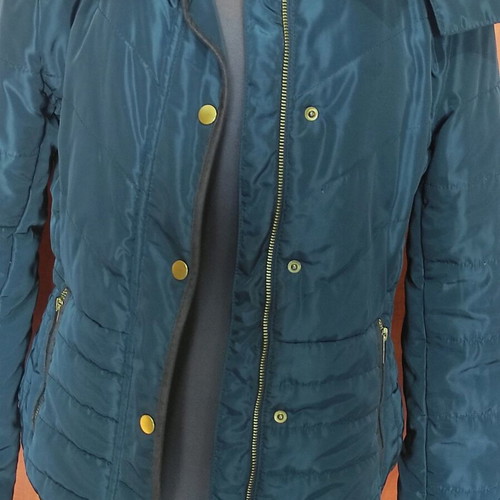 Women's quilted jacket H&M navy blue like new with fur