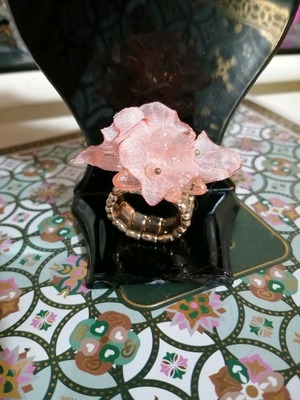 Vintage ring with fabric flower used