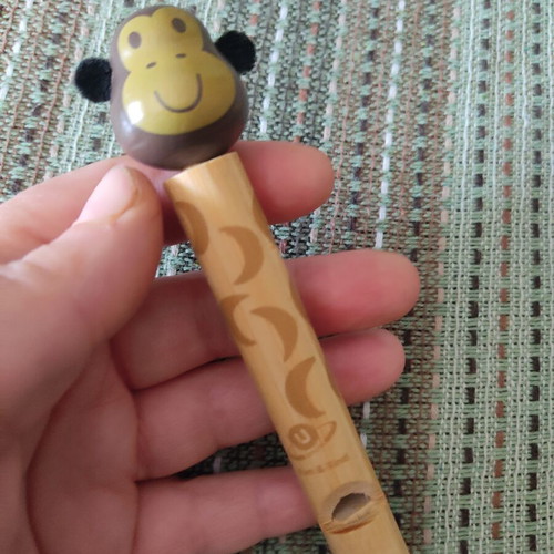 Bamboo whistle used with monkey head, natural eco materials