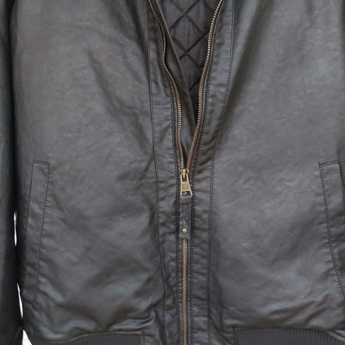 Bistons men's leather jacket L brown with fur used