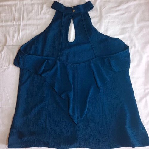 Blue nautical off-shoulder top like new, size L-XL