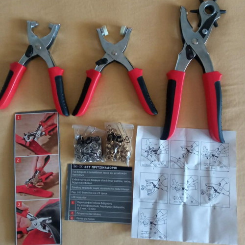 Set of riveters with rings and eyelets like new