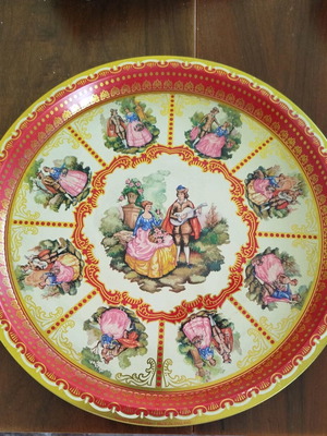 Metal vintage Young lovers tray used 32cm British made