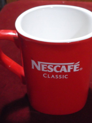 Vintage Nestle NESCAFE ceramic coffee mug used, red