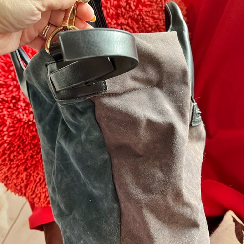 Achilleas large shoulder bag suede real leather like new gray green