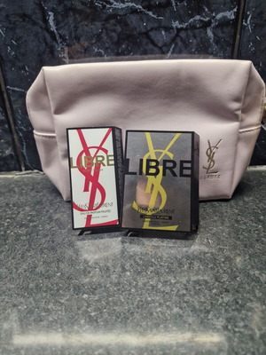 Ysl pink toiletry bag and 2 new perfume samples