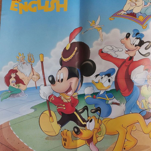 Αφίσα παιδική Disney χαρακτήρες μεταχειρισμένη, διπλής όψης Magic English