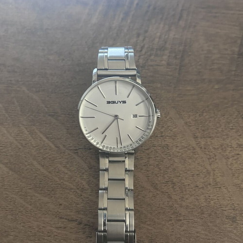 3Guys wristwatch new, men's white and silver