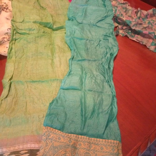 Silk Indian sari pieces used, pack of 14, vintage