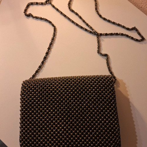 Evening shoulder bag like new with gunmetal beads