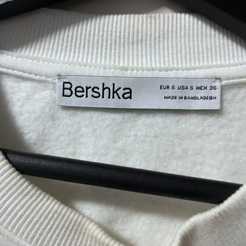 Bershka cropped long sleeve top size S, white