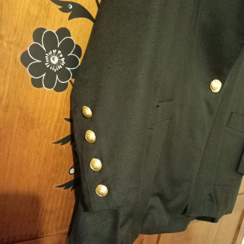 Women's linen jacket used, black, size 52, gold buttons