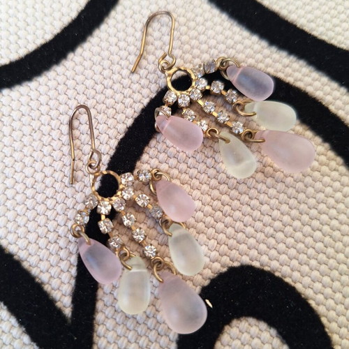 romantic earrings with rhinestones