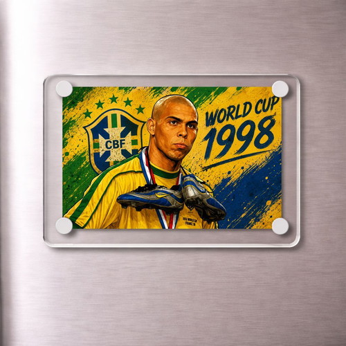 World Cup Magnet Brazil Ronaldo 1998 acrylic new