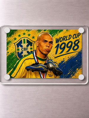 World Cup Magnet Brazil Ronaldo 1998 acrylic new