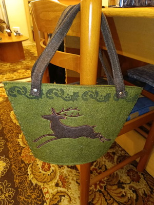 Traditional felt bag with deer design like new