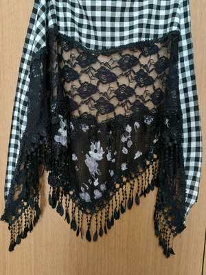 Scarf new with fabric and lace combination black and white