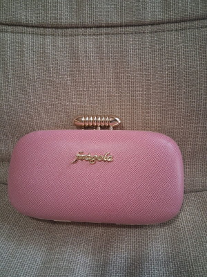 Fragola clutch bag pink with gold details like new
