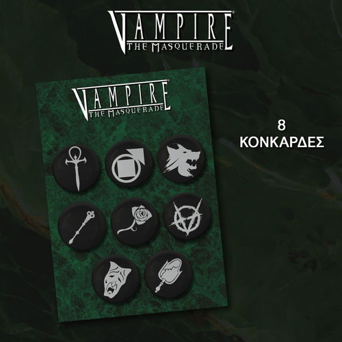 Vampire The Masquerade pin set new, 8 different 3.2cm badges