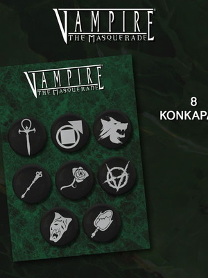 Vampire The Masquerade pin set new, 8 different 3.2cm badges