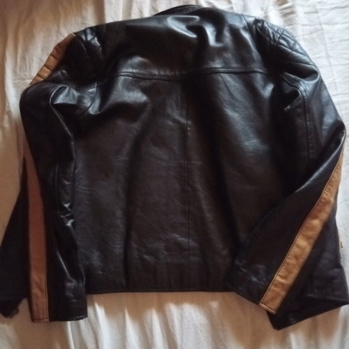 Lapel leather men's jacket black, like new