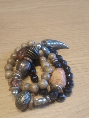 Triple handmade bracelet new, black and beige