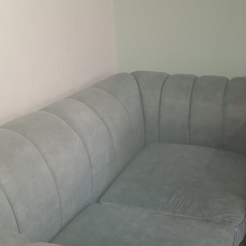 Sofa set 3+2+1 used, sky blue Chesterfield style