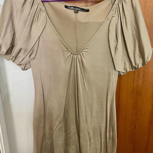 Zara dress with puff sleeves, size S, beige, like new