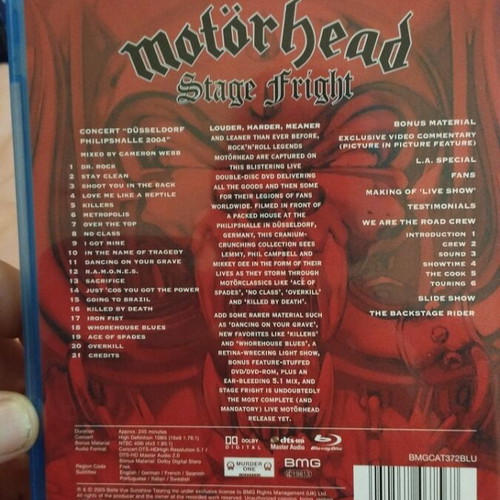 Motorhead Stage Fright Blu-ray like new, metal
