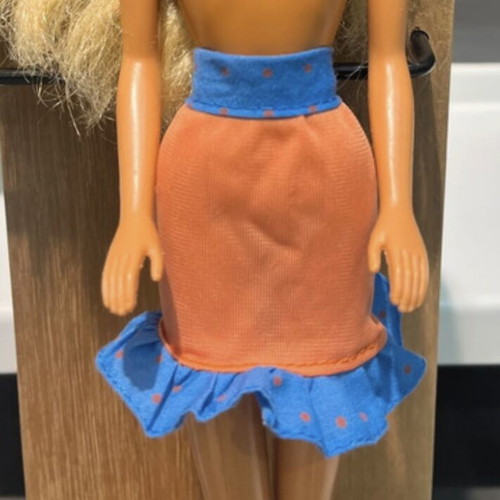 Vintage Barbie Mattel Skirt 80s/90s orange with blue ruffles like new