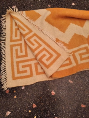 Vintage μάλλινο υφαντό σε πορτοκαλί απόχρωση διπλής όψεως