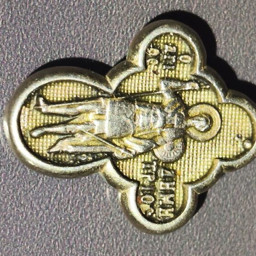 Silver double-sided cross with Saint Demetrios and Crucifix, like new