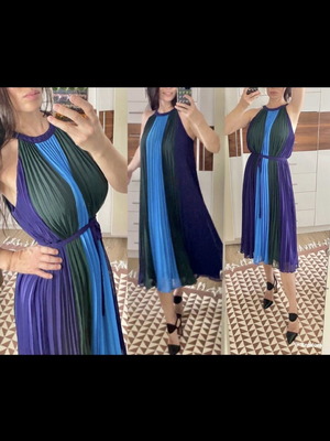 Massimo Dutti Pleated Halter Dress new, blue and green, sizes M and L