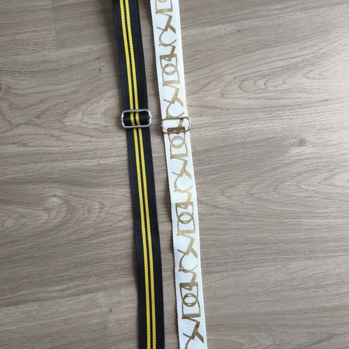 Cross body bag straps used, set of two, black and white