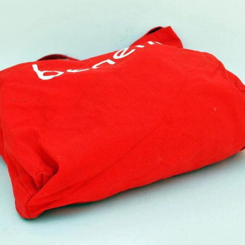 Benetton large cotton shoulder tote bag used, white logo