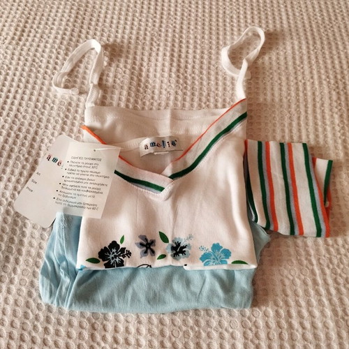 Cotton pajamas new, white and turquoise, size S