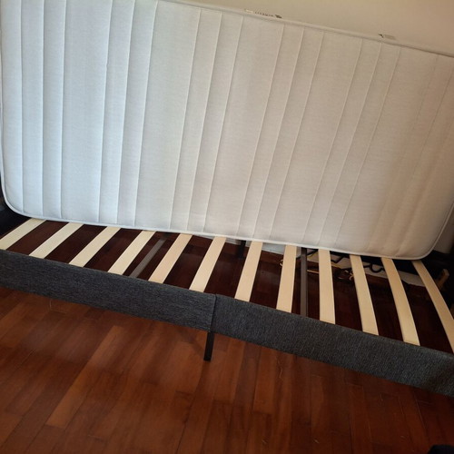 Single bed with Media Strom mattress like new, fabric frame