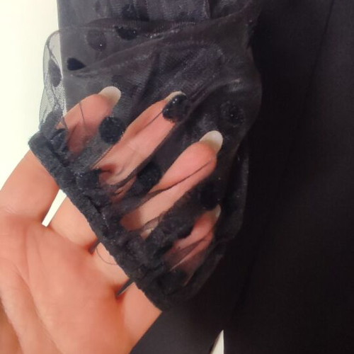 Jumpsuit black with tulle polka dots like new, elegant evening wear