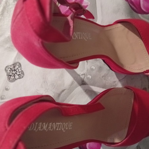 High Heeled Velvet Red Sandals size 37, new