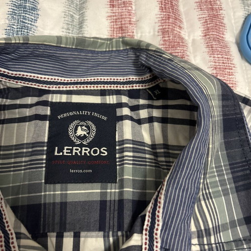 Lerros men's short sleeve checkered shirt XL, 100% cotton