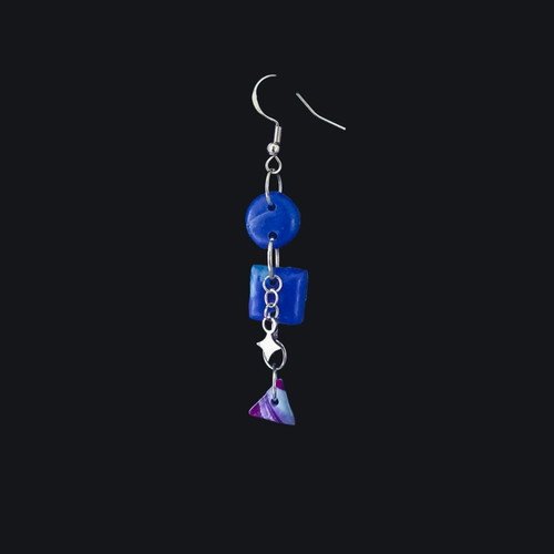 Handmade earrings from recycled plastic new, blue and purple