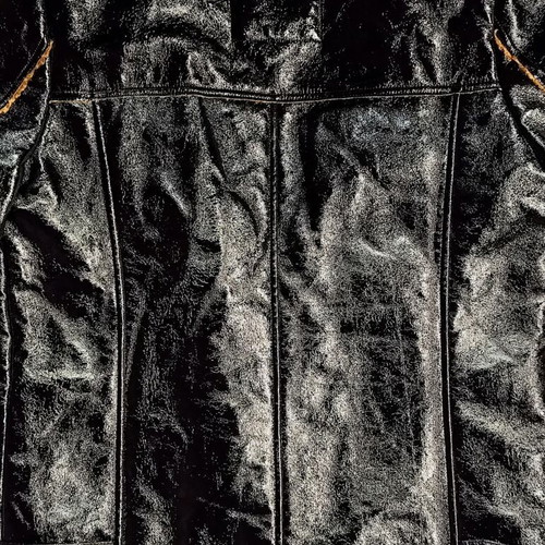 Foster men's jacket used, black leather-vinyl style, Medium-Large