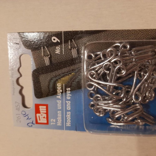 Prym No 9 silver hooks new, stainless steel