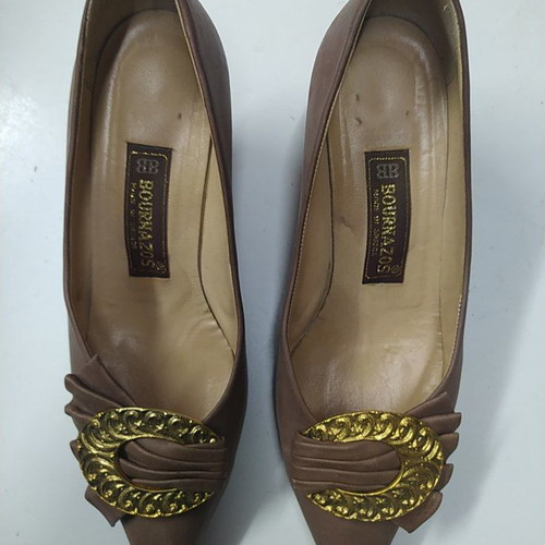Vintage Bournazos kitten-heeled shoes like new, brown, 7cm heel
